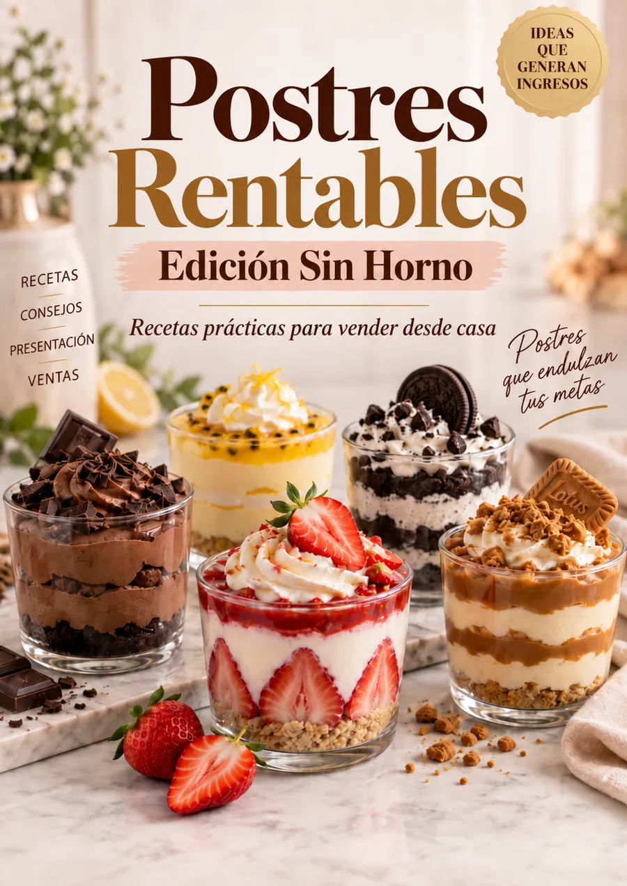 Portada del recetario Postres Rentables · Edición Sin Horno
