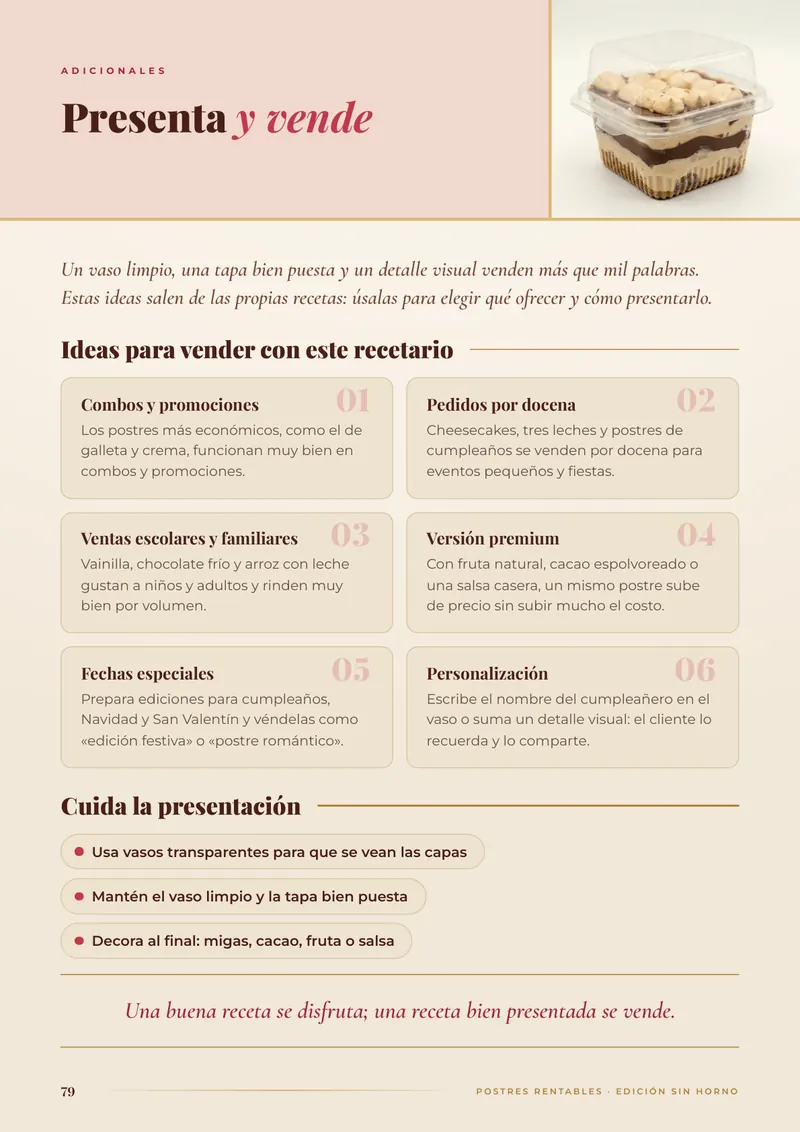 Página con ideas para presentar y vender